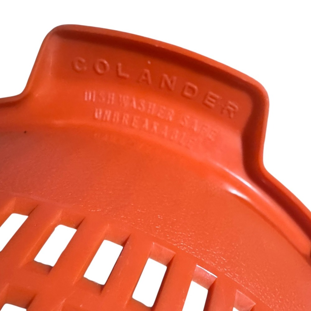 VTG 70s Orange Rubbermaid Villaware colander mixing bowl set 3 PC MCM 2661 2930 - Picture 14 of 16